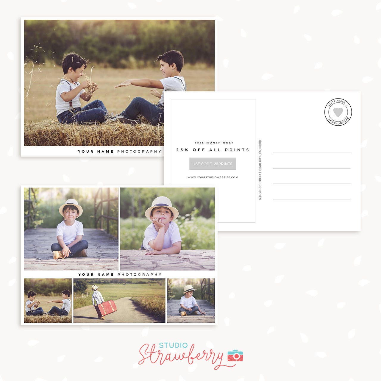 Promo card, Photographer postcard, Photography postcard, Special announcement postcard, Photography Marketing Template Photoshop