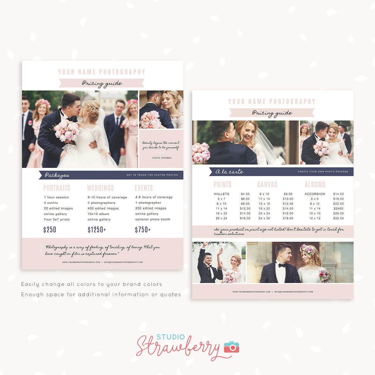 Photography Pricing List, Price List Template, Photoshop Template, Wedding Pricing Template, Wedding Price List, Pricing Guide, Collage