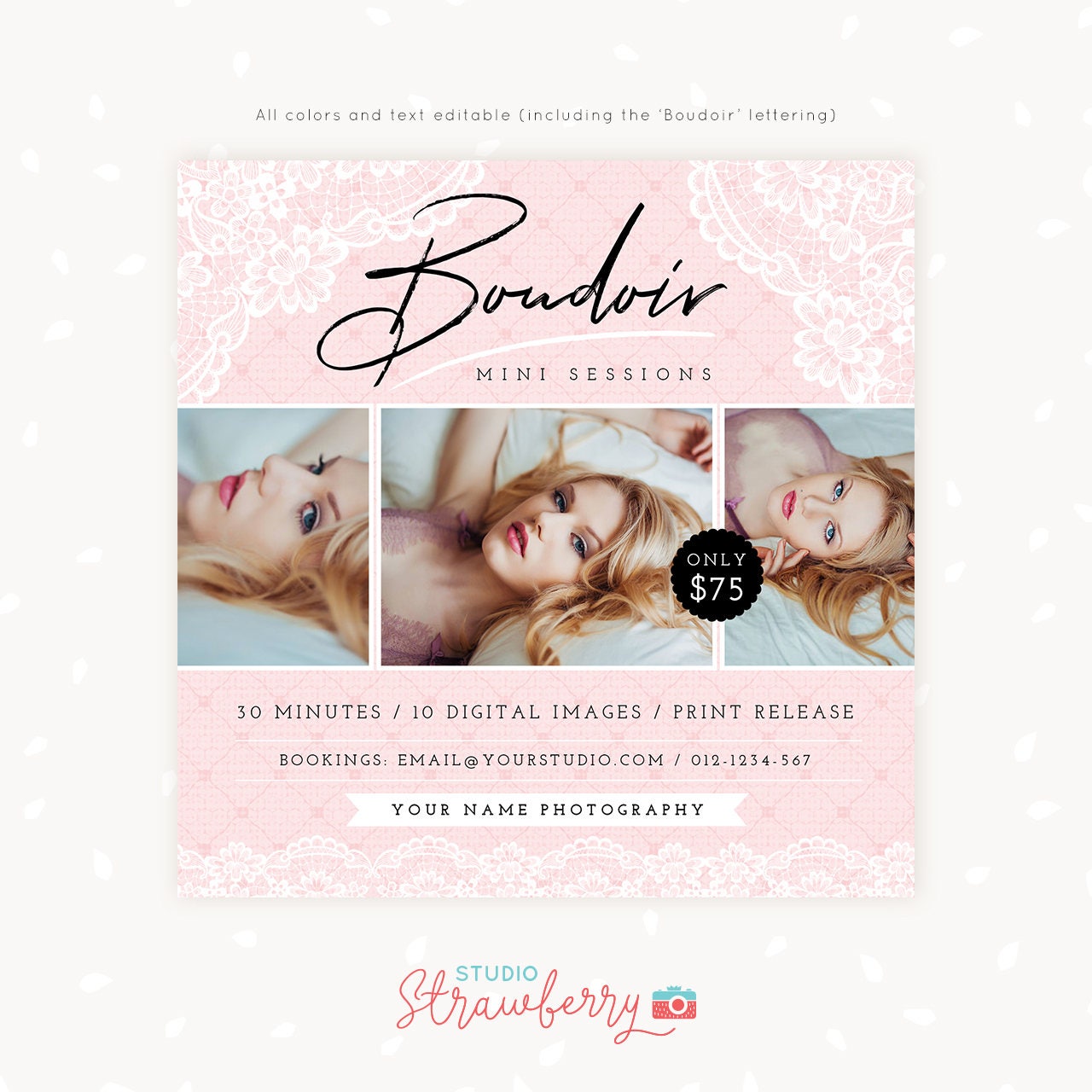 Boudoir Template, Mini Session Template, Boudoir Photography, Mini Sessions, Marketing Board, Photoshop Template, Boudoir Marketing Template