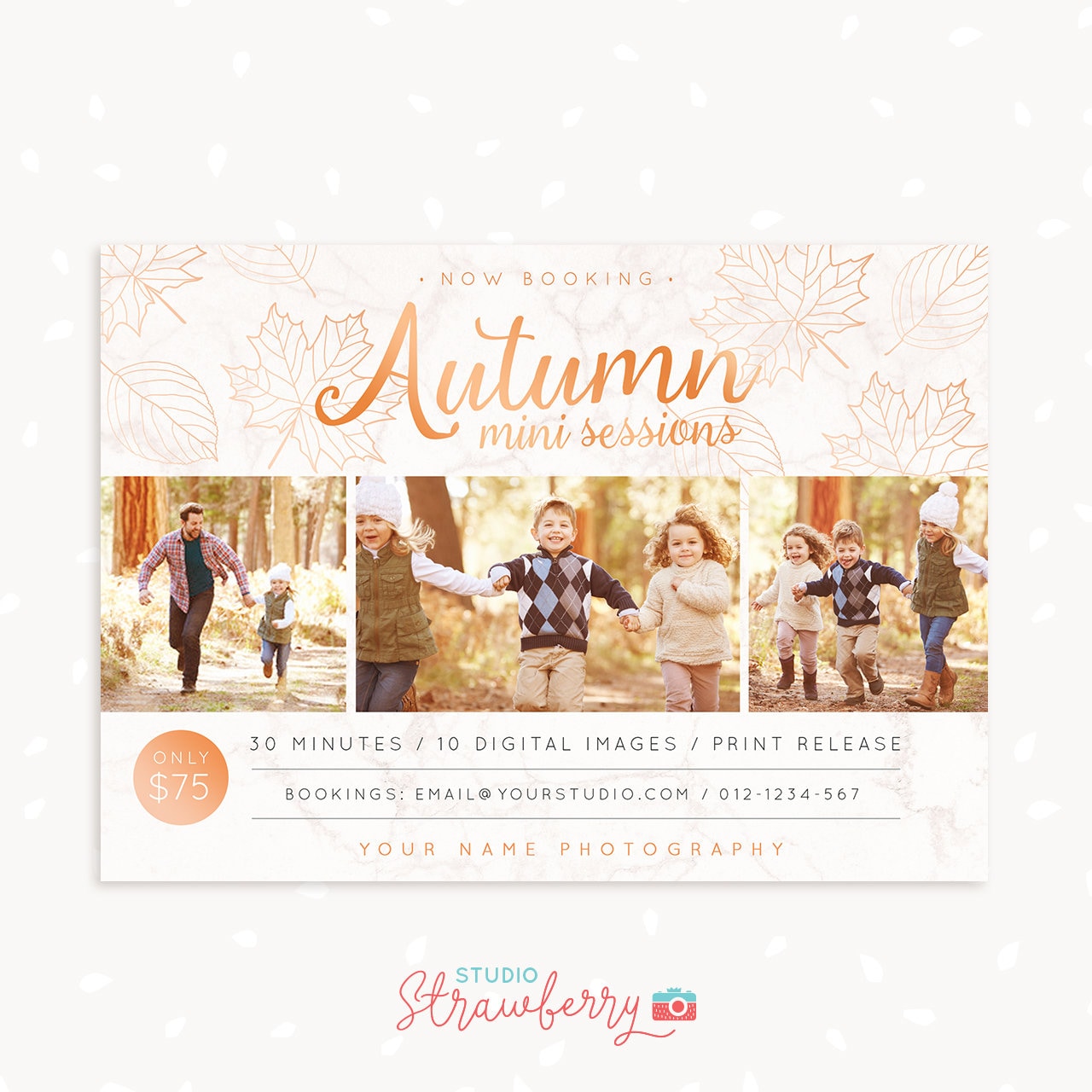 Fall Mini Session Template, Autumn mini sessions, Fall photography, Fall Photoshop template, Autumn photography, Fall marketing, Facebook