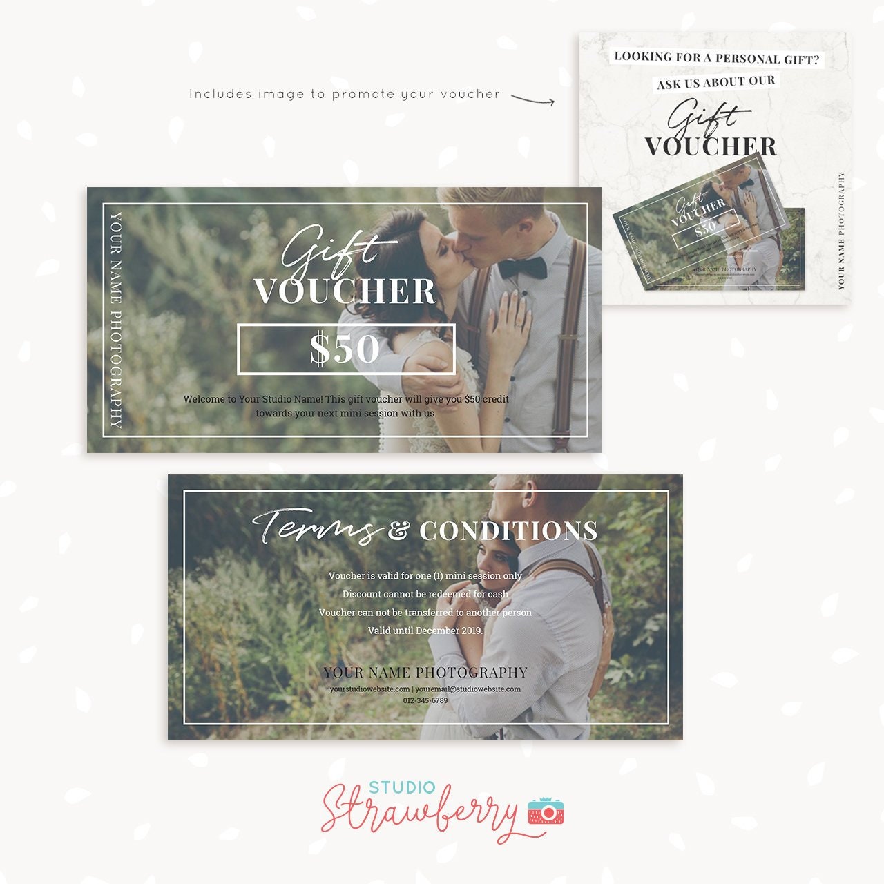 Gift voucher template, Gift voucher printable, Gift voucher download, Photography voucher, Photographer, Card, Discount, Sale, Marketing