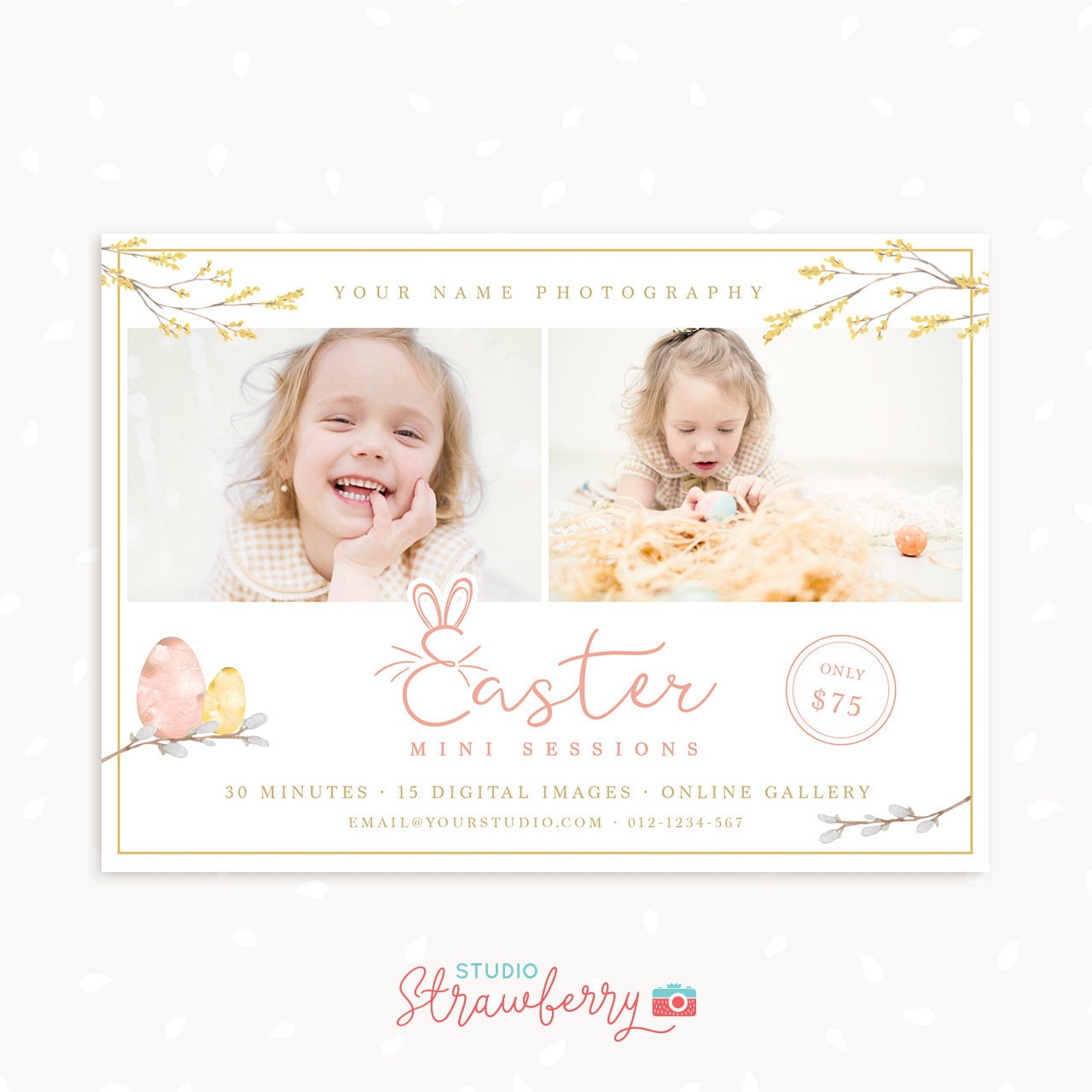 Easter Mini Session Template, Easter Mini Sessions Template, Easter Marketing Board, Easter Photography Marketing, Easter minis