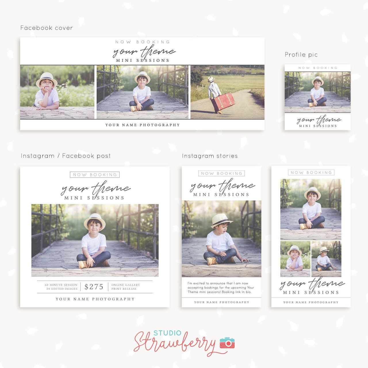 Social Media Templates for photographers, Facebook Template, Instagram Template, Photography marketing, FB, Instagram photographer template