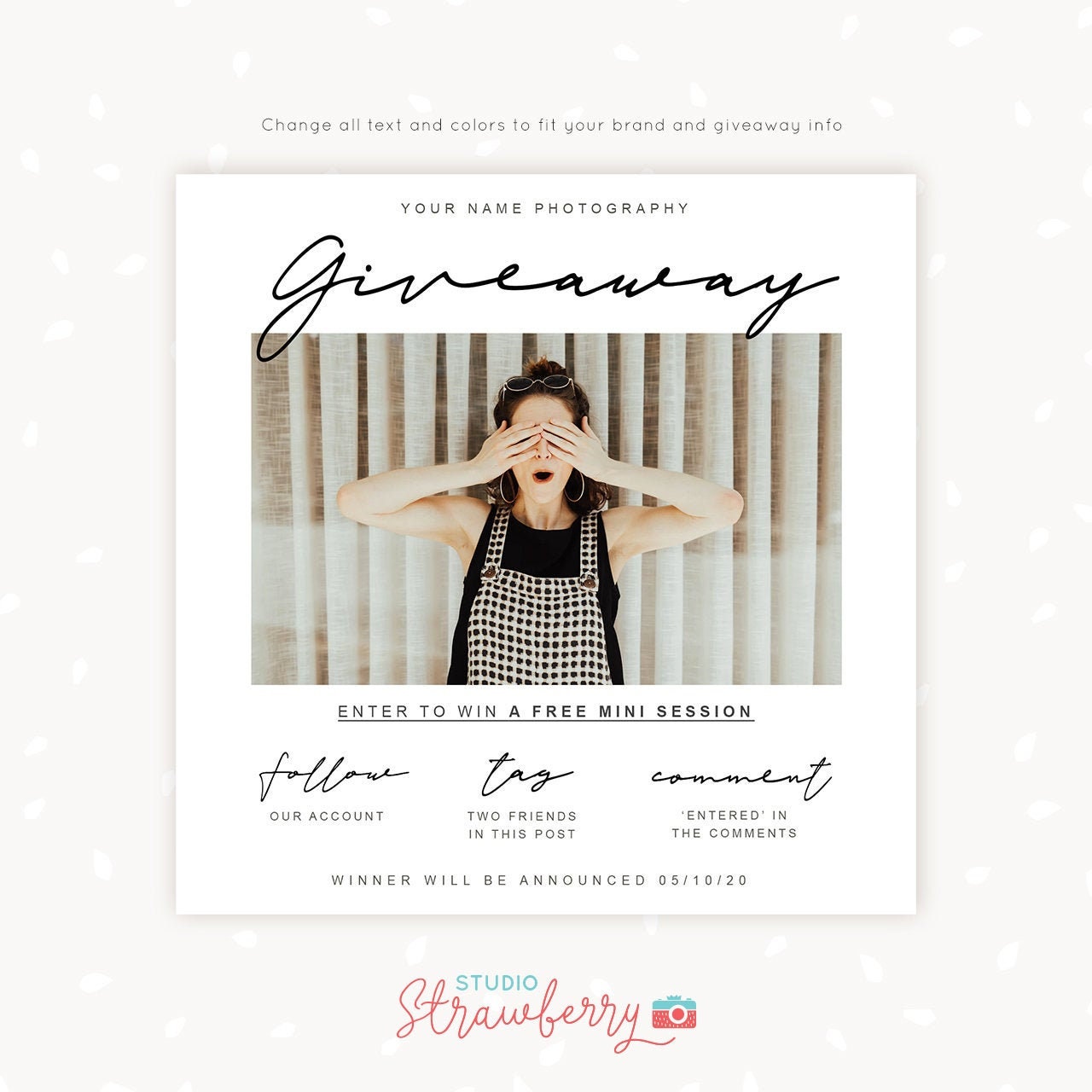 Photography giveaway template, Contest Template, Giveaway Template, Facebook Template, Social Media Template, Instagram, Like and Share
