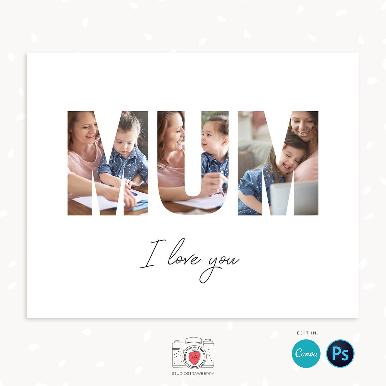 Mom photo collage, Canva & Photoshop, Mummy photo collage, Mommy photo collage, Mothers day collage template, Mothers day gift last minute