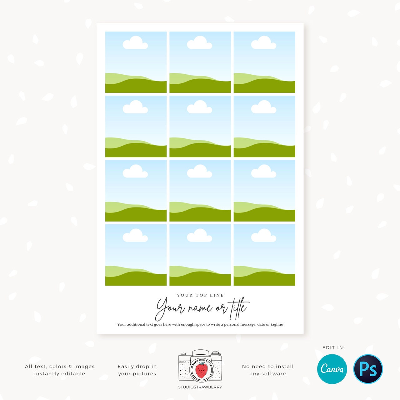 24x36 Photo collage, Poster Collage Template for 12 Photos, Poster size photo collage, Photo Collage Template, Storyboard, Memorial, Funeral