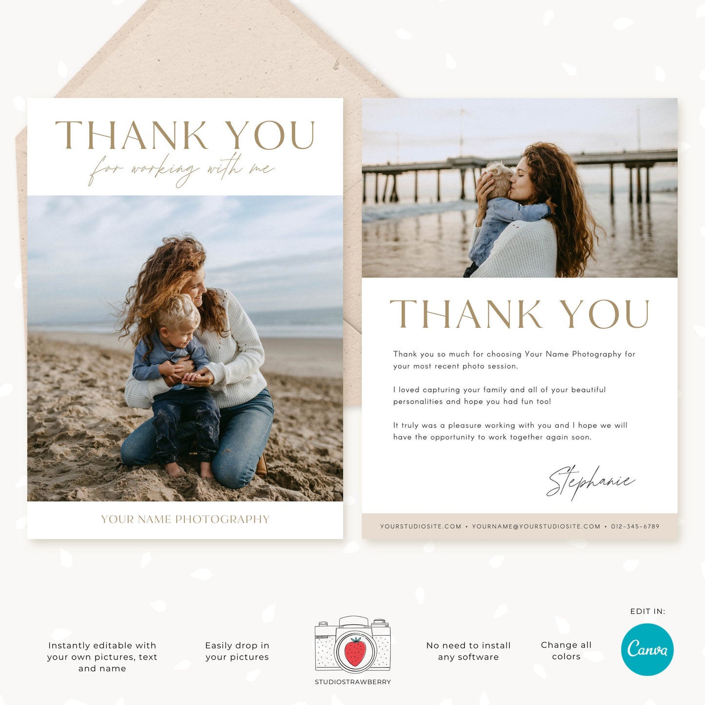 Thank You Note Photographer to Client, Thank You Letter Photographer Client, Thank You Card, 5x7 Thank You Card, Editable thank you card c09