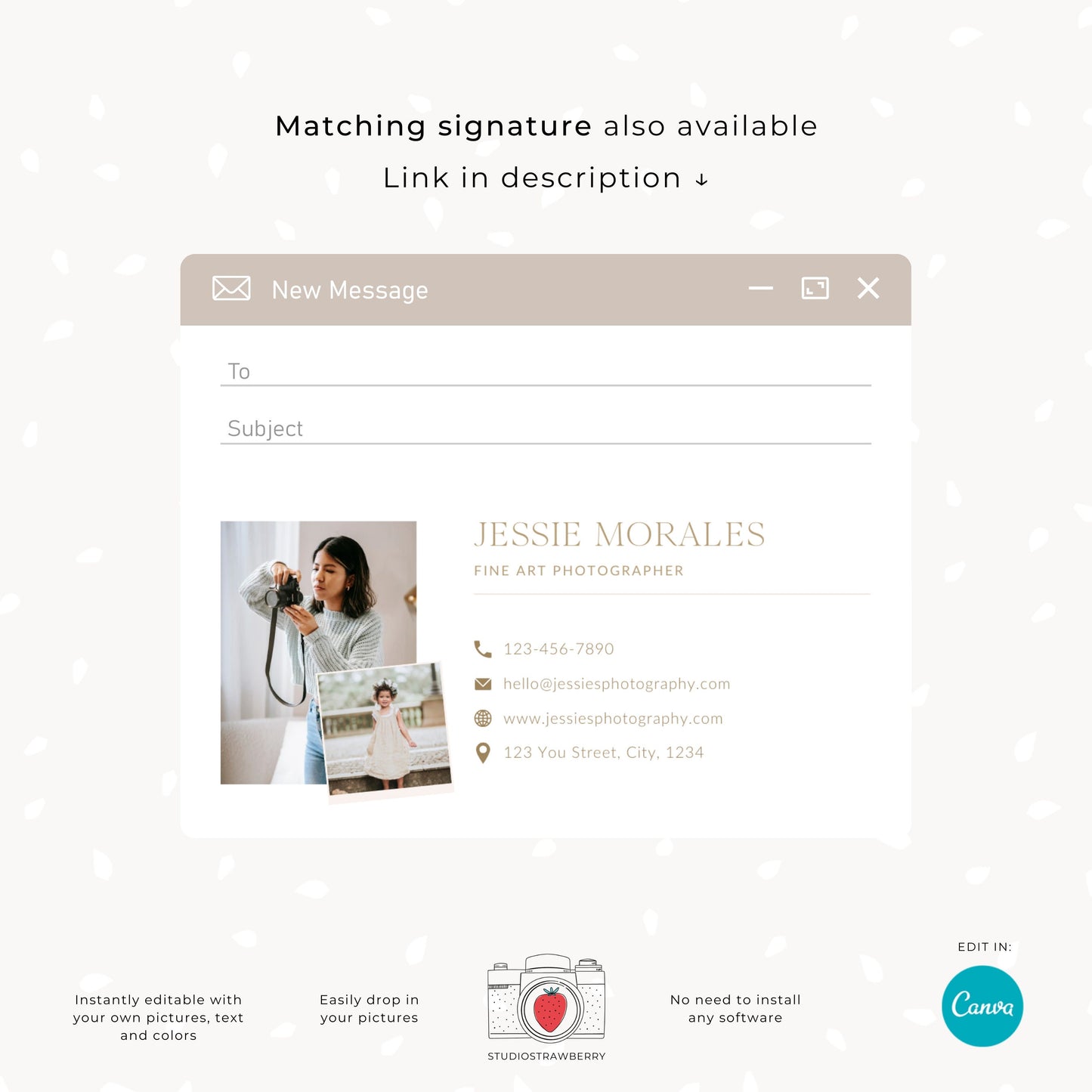 Minimalist Photography Session Reminder Email Template | Customizable Canva Design for Photographers | C11