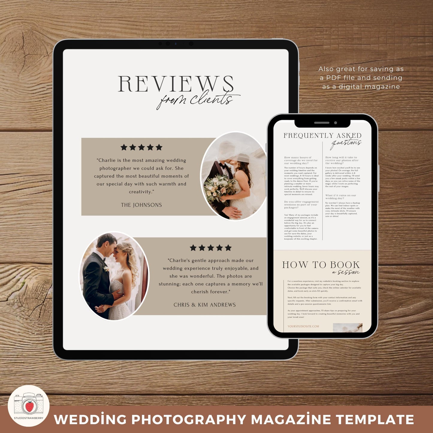 Vintage wedding photographer pricing magazine digital brochure