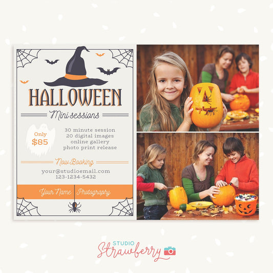 Halloween mini sessions template, Halloween marketing, Spooky, Fall Mini Session Template, Photography marketing, Halloween Photoshop PSD