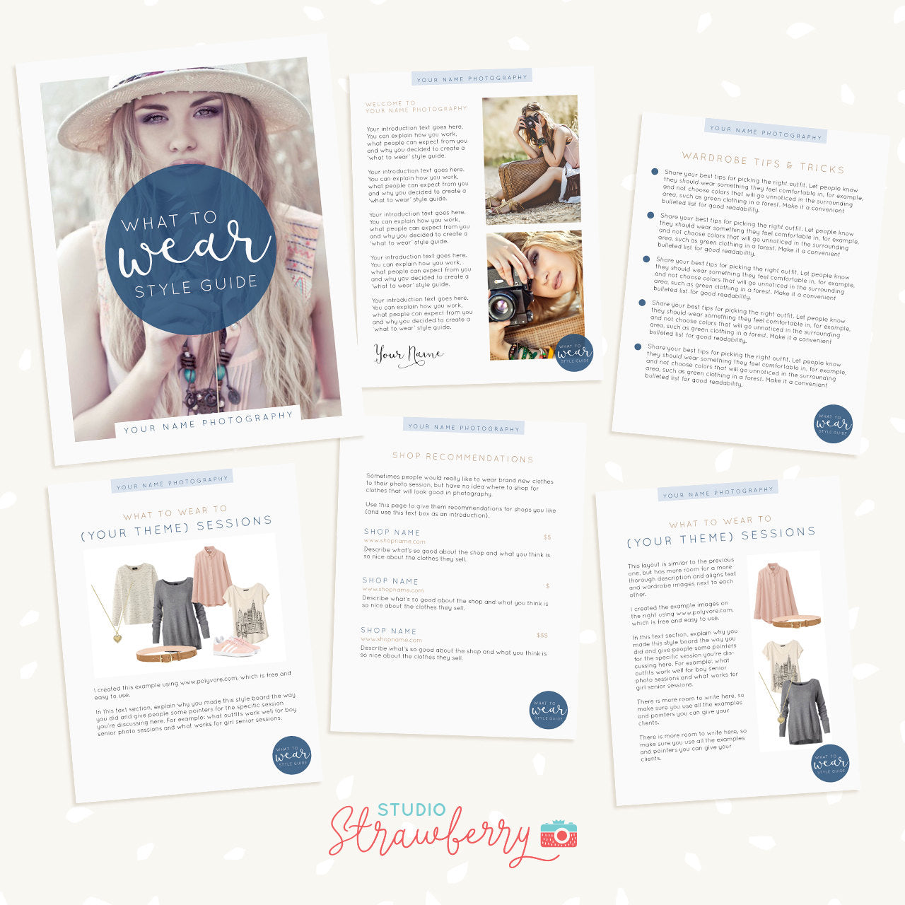 Photography Wardrobe Guide for clients, 6 pages, Template for photographers, Photography Magazine Template, Magazine Photoshop Template, PSD