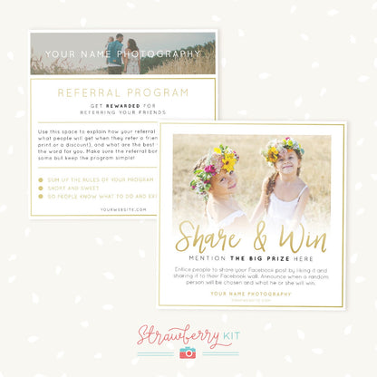 Social Media Templates for photographers, Facebook Template, Instagram Template, Photography marketing, Share and win, Sneak peek