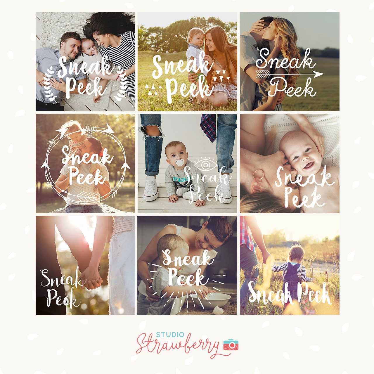 Sneak Peek Photography overlays, Sneak Peek template, photoshop overlay, social media template, hand letter, Sneak peek marketing template