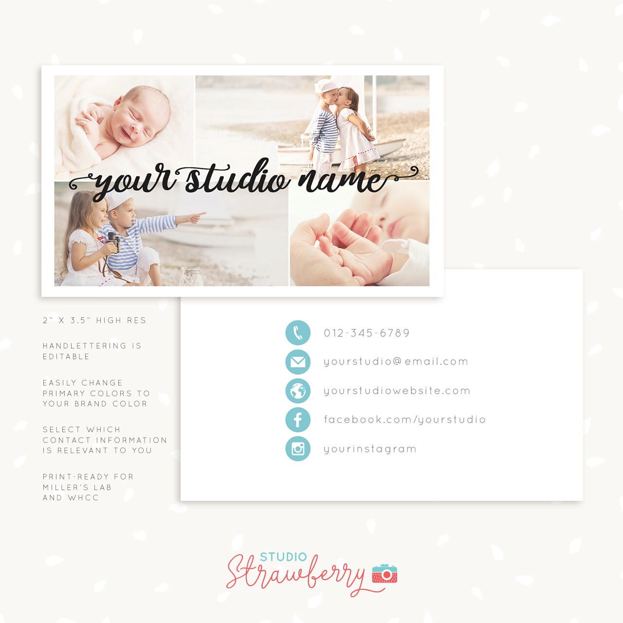Photography Business Card Template, Photoshop Template, Photo Business Cards, Photography Marketing, Handlettering Card for Photographers