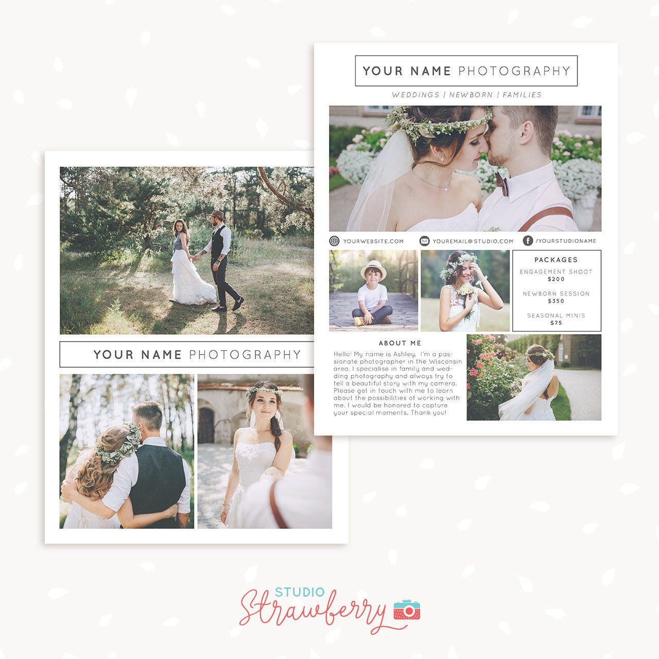 Photography Flyer Template, photography brochure template, one page flyer, one page brochure, standard letter, photography marketing page