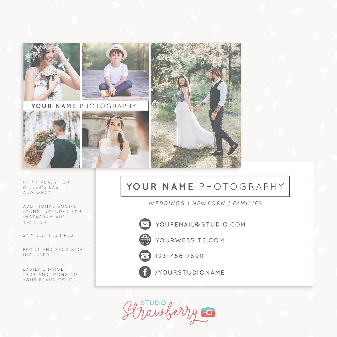 Photography Business Card Template, Photoshop Template, Photo Business Cards, Photography Marketing, Business Card for Photographers