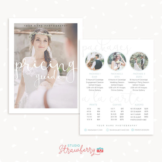 Photography Pricing Template, Pricing Guide Template, Pricing List, Price List Photoshop Template, Pricing Template, Photographer Price List