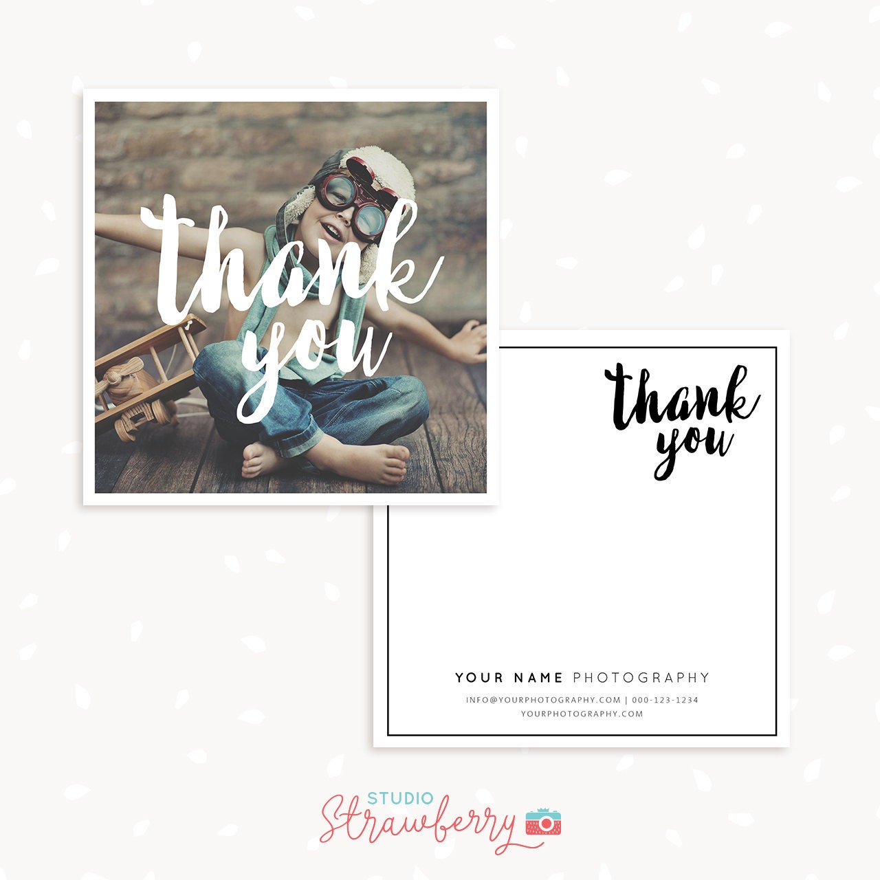 Thank You Note Cards Template for Photographers, Thank You Card, Printable, Square Thank You Card, Photography Thank You Card Template