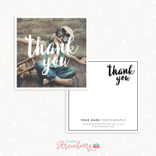 Thank You Note Cards Template for Photographers, Thank You Card, Printable, Square Thank You Card, Photography Thank You Card Template