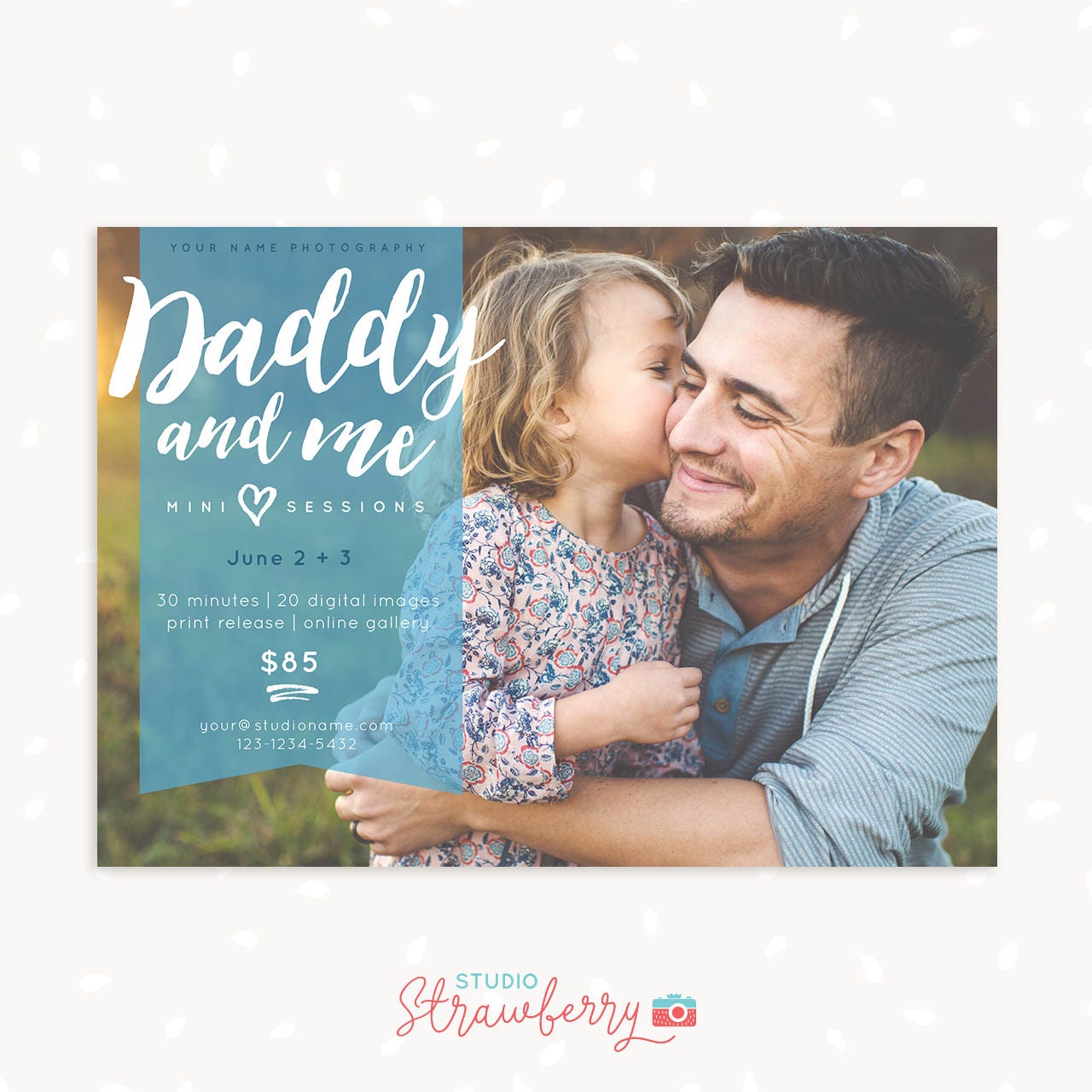 Daddy and Me Mini Session Template, Fathers Day Mini Sessions, Marketing Board, Photoshop Template, Photography Marketing Set, Dad, Daddy