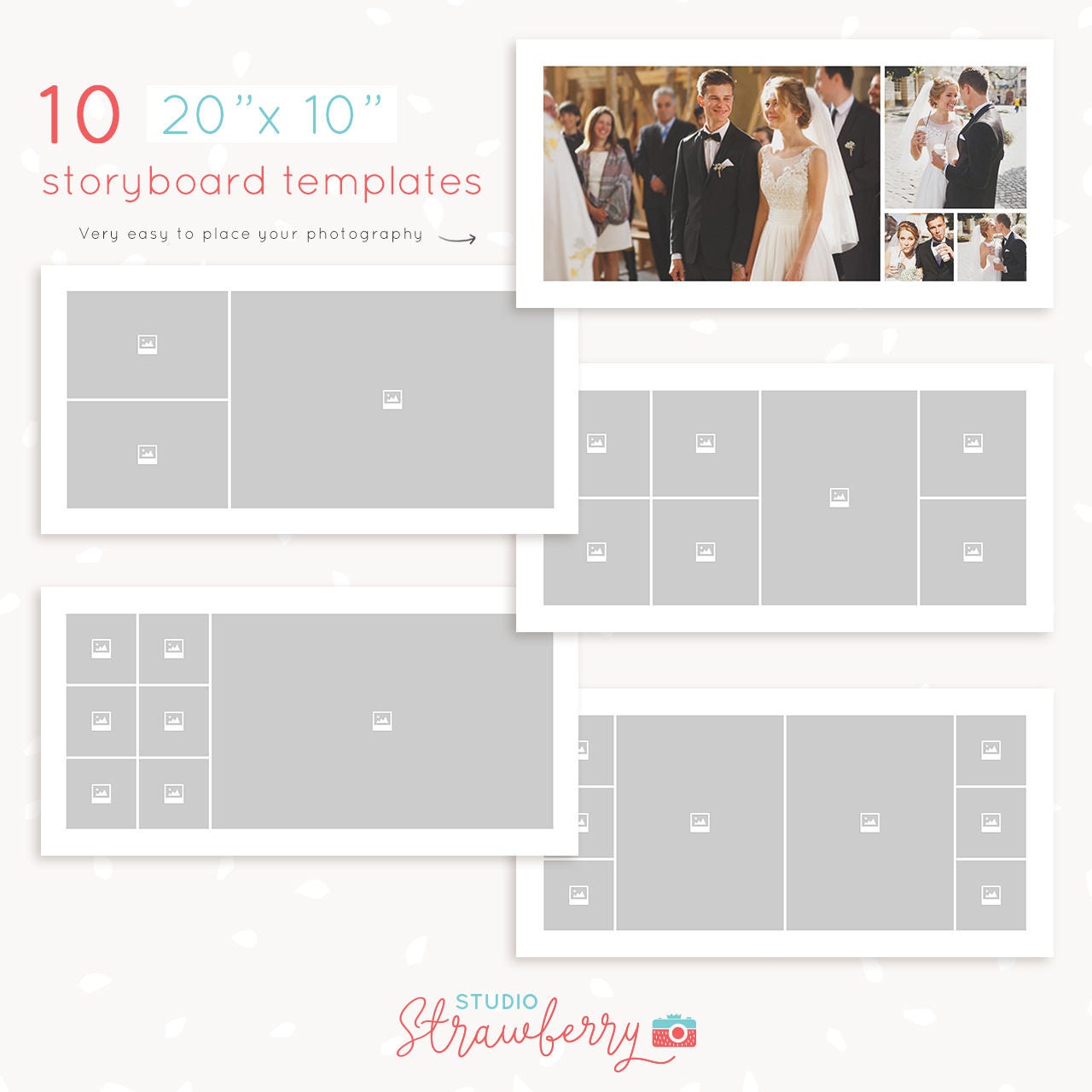 Storyboard template 10x20, blog board template, 20x10 Storyboard Templates, Photography collage template, square album template 10"