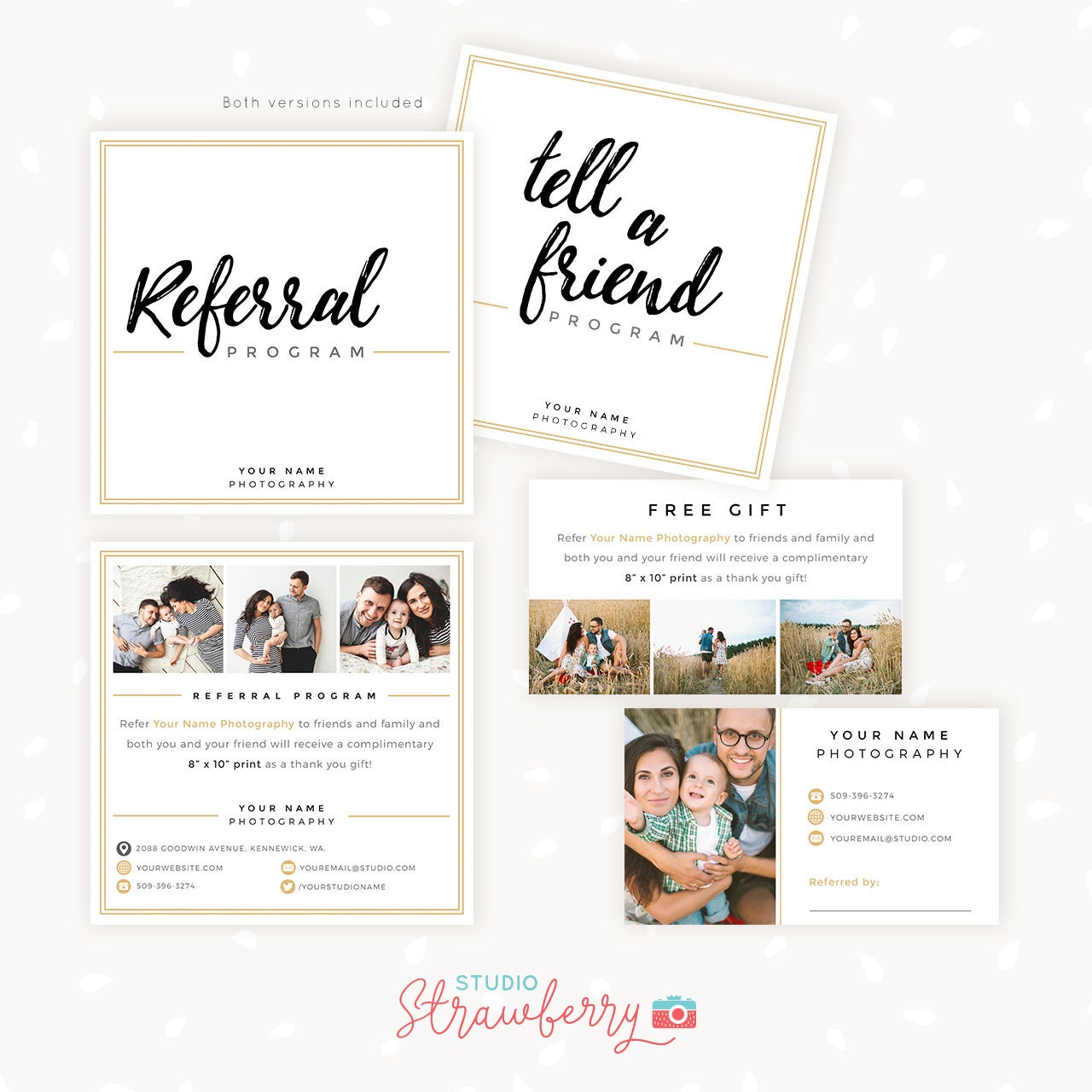 Referral cards, referral card template, referral program, tell a friend, referral photoshop template, word of mouth marketing board psd
