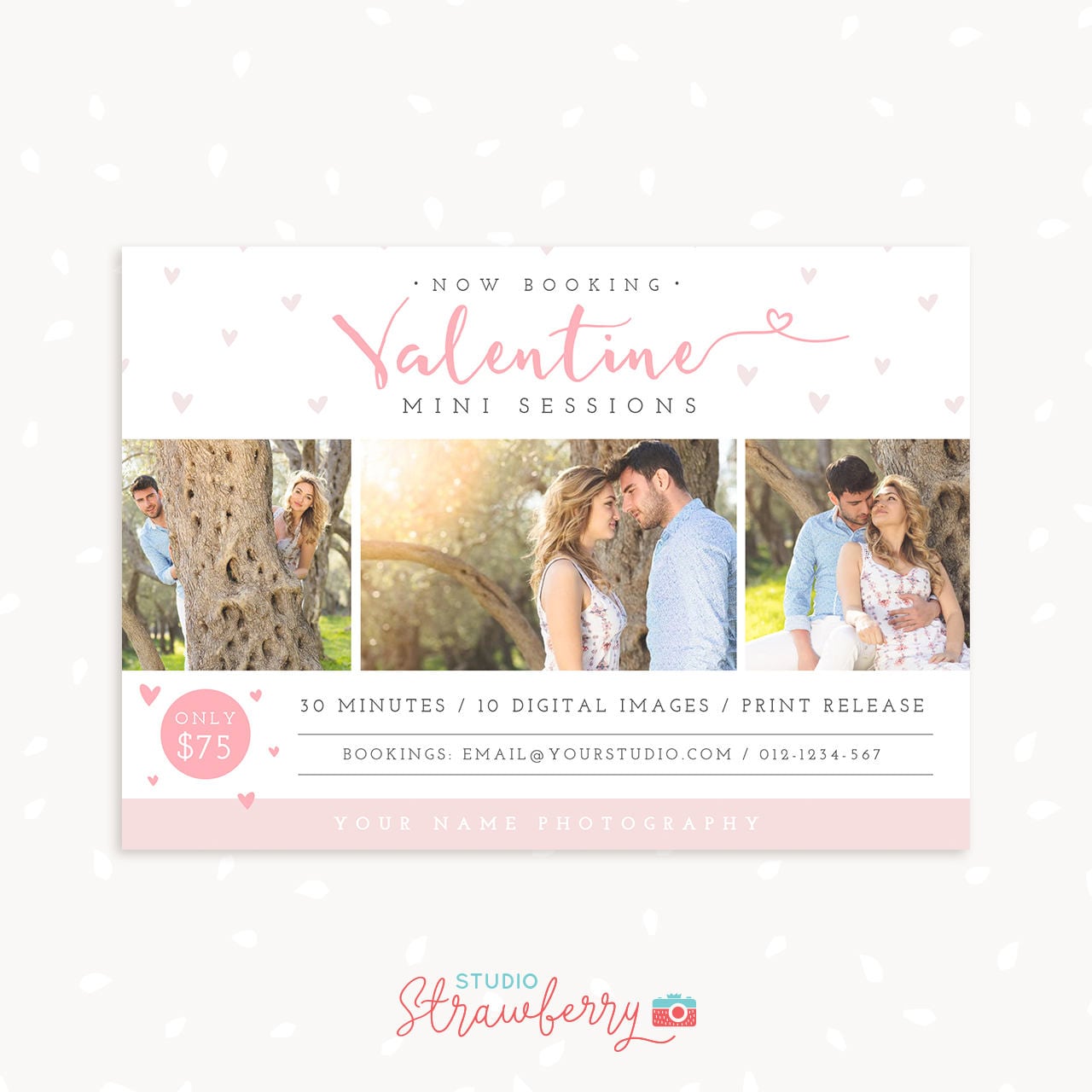 Valentine Mini Session Template, Valentine Marketing Board, Valentine's Day Photoshop Template, Photography Marketing, Romantic mini session