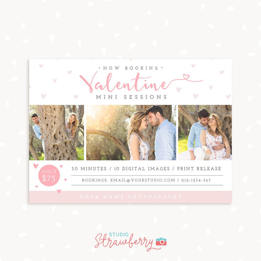 Valentine Mini Session Template, Valentine Marketing Board, Valentine's Day Photoshop Template, Photography Marketing, Romantic mini session
