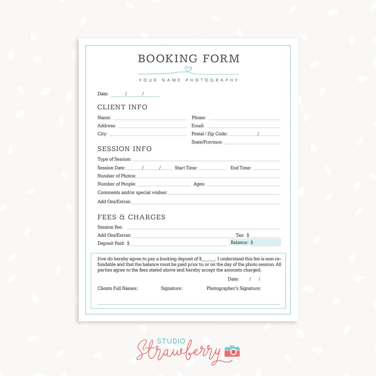 Photography Forms, Client Booking Form For Photographer, Sign up Template, Invoice Template Photography, Pricing Guide Photography, Prints