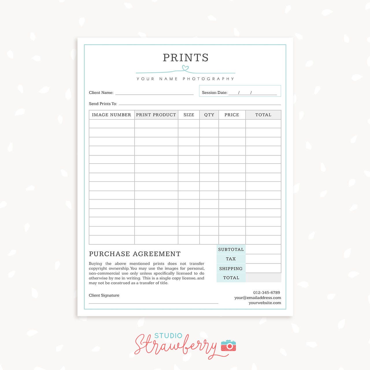 Photography Forms, Client Booking Form For Photographer, Sign up Template, Invoice Template Photography, Pricing Guide Photography, Prints