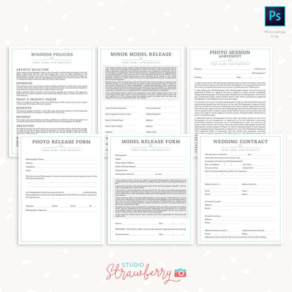 Photography Business Forms Bundle, Photo Session Agreement, Business Policies, Model Release, Photo Release, Wedding contract, Contracts