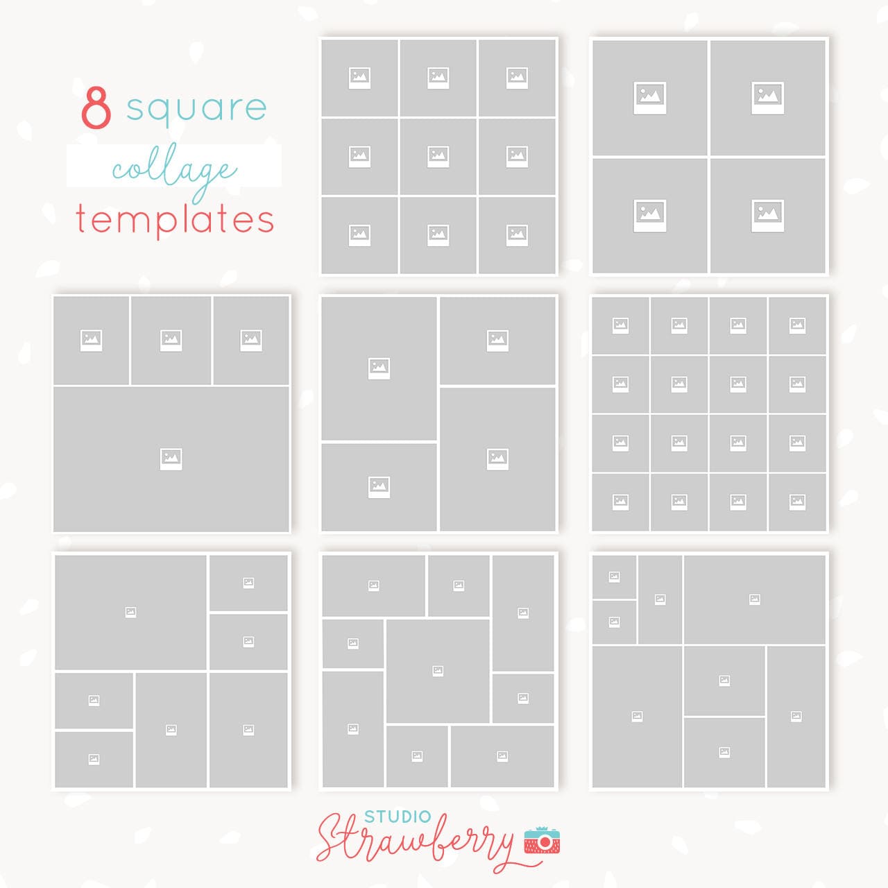 Collage Template Photoshop: Square collages bundle 8x / storyboards / instagram collage / moodboards / blog boards / square photo collages