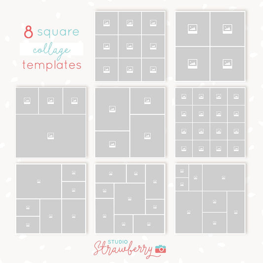 Collage Template Photoshop: Square collages bundle 8x / storyboards / instagram collage / moodboards / blog boards / square photo collages