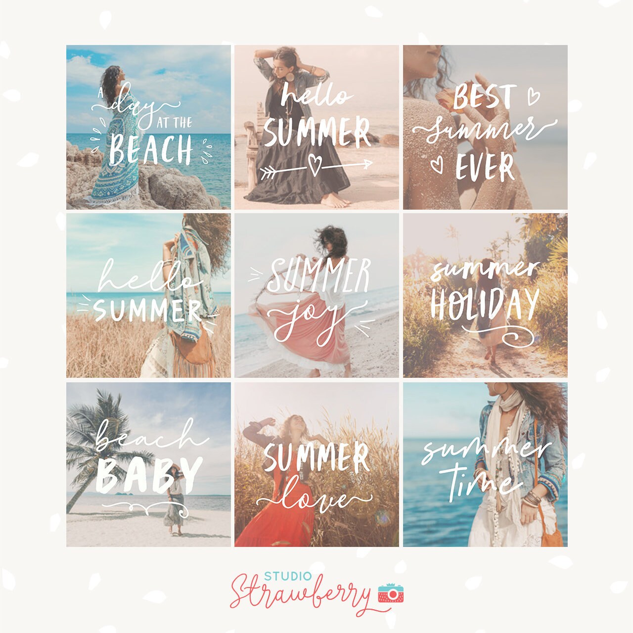 Summer Overlays 9x, Summer text overlay set, Summer overlay, Photography overlays, Summer word art, text overlay, holiday, png and psd