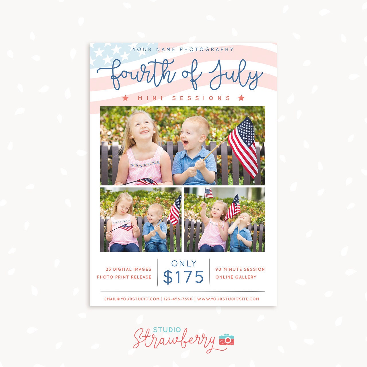 Fourth of July Mini Sessions Photoshop Template, Independence Day Marketing Board, Mini Session Photoshop, 4th of July, Patriotic, USA