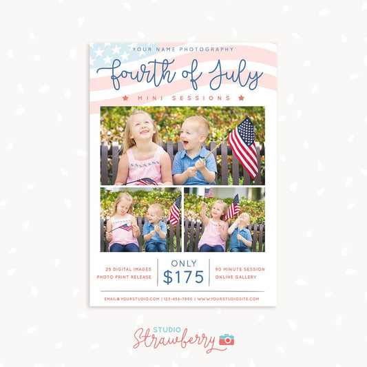 Fourth of July Mini Sessions Photoshop Template, Independence Day Marketing Board, Mini Session Photoshop, 4th of July, Patriotic, USA