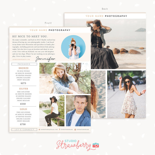 Photography Flyer Template, photography brochure template, one page flyer, one page brochure, standard letter, photography marketing page