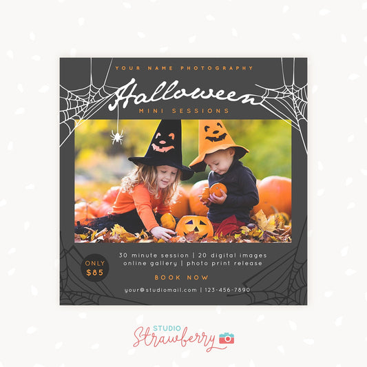 Halloween mini session template, Halloween Photography, Halloween Marketing, Photoshop Template, Halloween minis