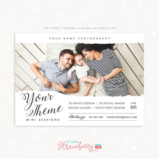 Mini Session Template, Photography marketing, Photoshop template, Calligraphy mini sessions template, marketing board, photo sessions