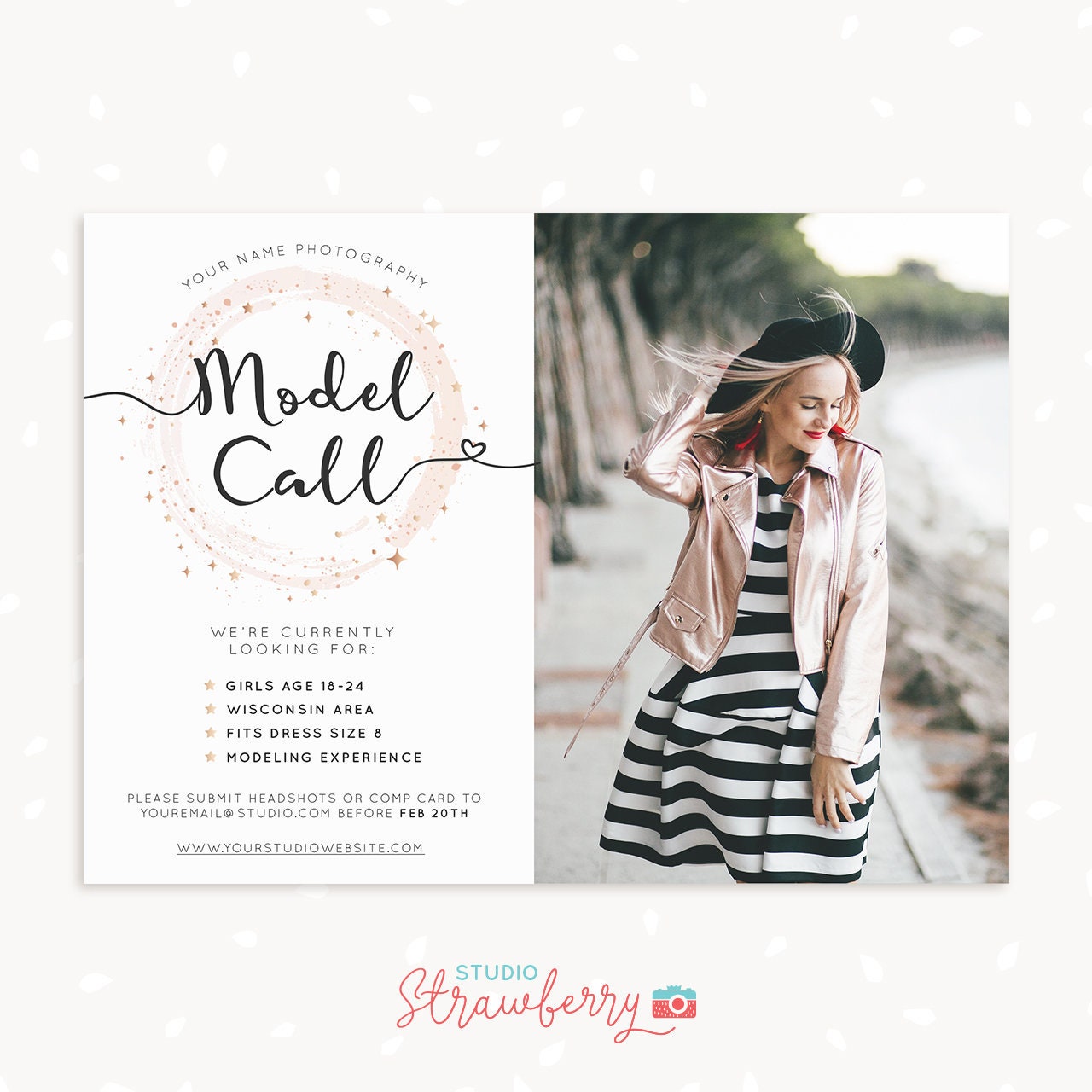 Model Call template, Photography casting call, Photography Model Call Template, Photography Model Call Photoshop Template