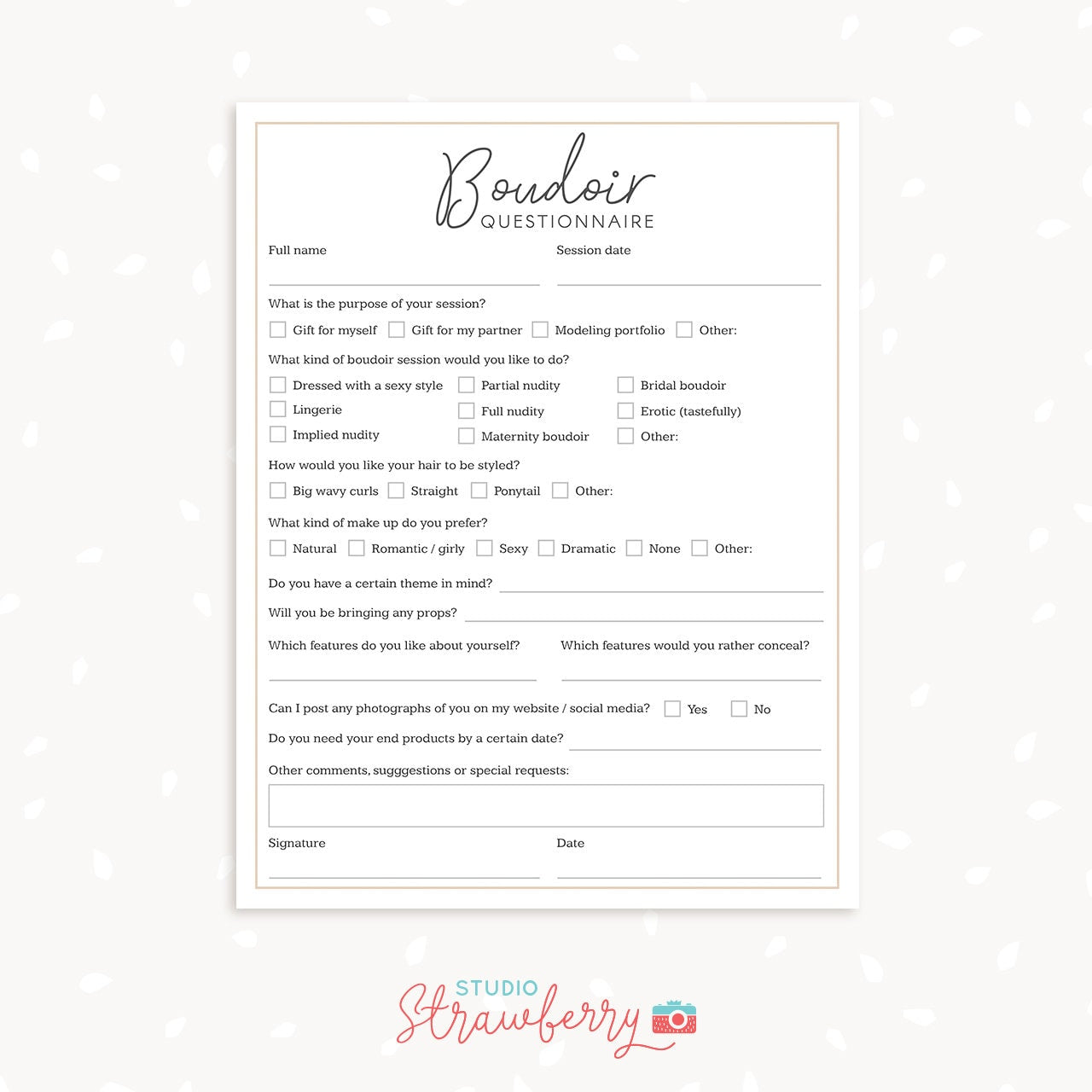 Boudoir Photography Forms Bundle, Boudoir template, Boudoir forms, Questionnaire, Model release, Invoice, Boudoir contract, Price list