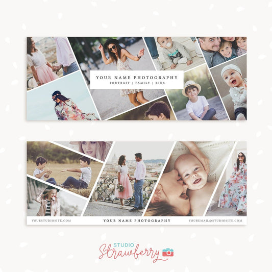 Facebook cover template photography, set of two "Diagonal gallery", Facebook timeline template, Facebook Cover Template, Facebook Cover PSD