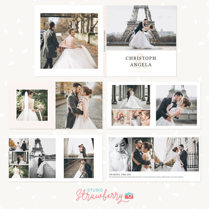 Wedding photo album template, 12" x 12" resizable to any size, Wedding album, Photoshop template, Wedding photography album template
