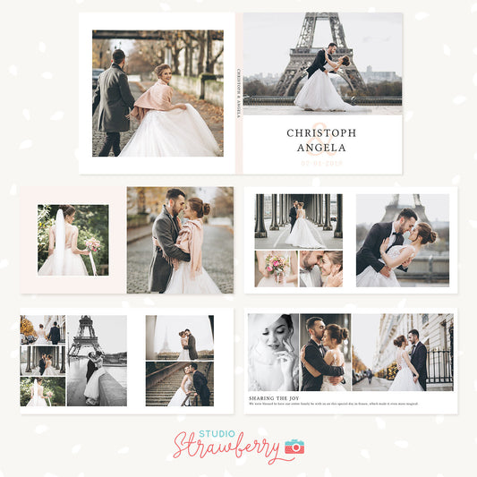 Wedding photo album template, 12" x 12" resizable to any size, Wedding album, Photoshop template, Wedding photography album template