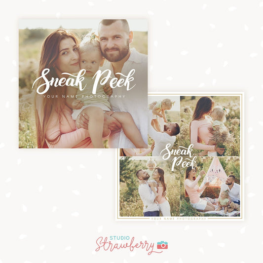 Sneak peek photography template, sneak peek collage, sneak peek blog boards, sneak peak collages, square boards, sneak peek overlay