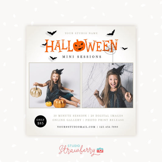 Halloween mini session template, Halloween Photography, Halloween Marketing, Photoshop Template, Halloween minis