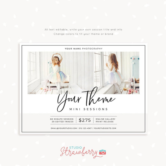 Mini Session Template, Mini session marketing, Photography marketing, Neutral mini sessions template, Editable marketing board, photographer