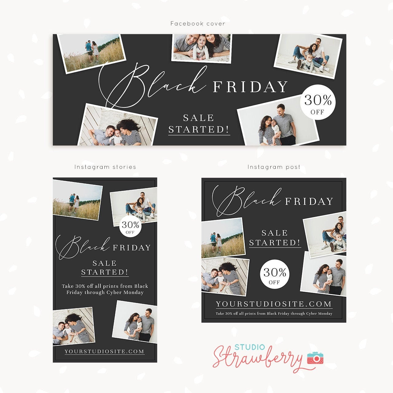 Black Friday Marketing Template, Black Friday social media, Facebook cover, Instagram post, Instagram stories, Black Friday Sale Promotion