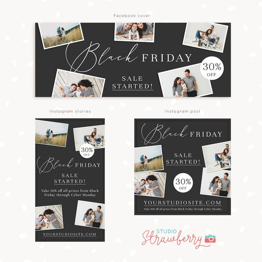 Black Friday Marketing Template, Black Friday social media, Facebook cover, Instagram post, Instagram stories, Black Friday Sale Promotion
