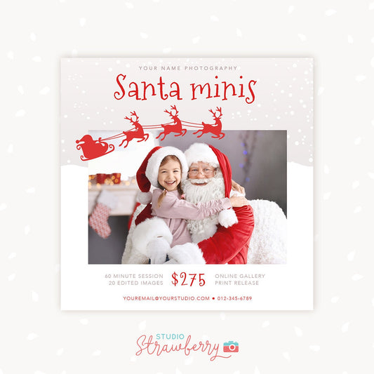 Santa Mini Session Template, Santa mini template, Santa mini sessions, Santa minis, Christmas marketing board, Christmas mini sessions